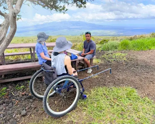 Wheelchair-accessible land-based tour of the Galápagos Islands, showcasing an accessible travel experience for visitors with mobility needs.